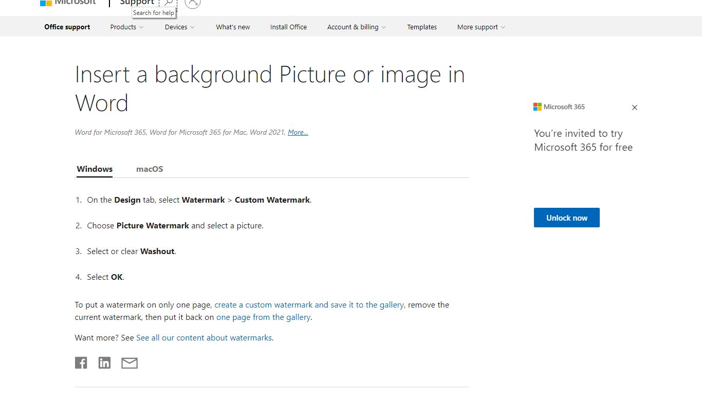 Insert a background Picture or image in Word